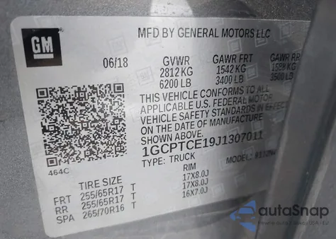 2018 Chevrolet Colorado Lt from USA, damaged, VIN 1GCPTCE19J1307011